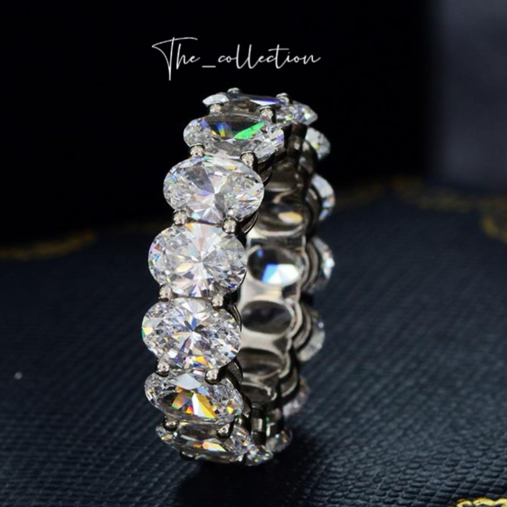 ETERNITY OVAL CUT WEDDING BAND IN STERLING SILVER